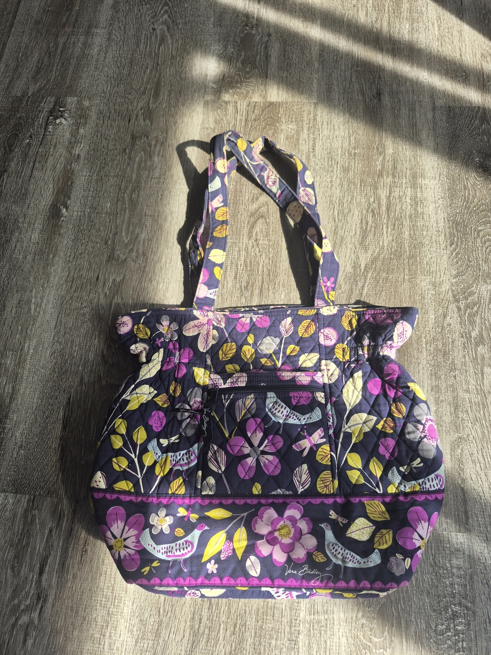 Vera Bradley Floral Quilted Tote - Purple, Pink, Yellow